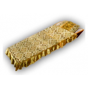 Ритуальный комплект в гроб Купеческий, золото (покрывало+подушка)