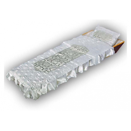 Ритуальный комплект в гроб Ладья, серебро (покрывало+подушка)